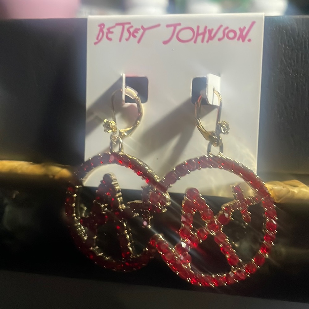 Betsey Johnson Drop Earrings Red